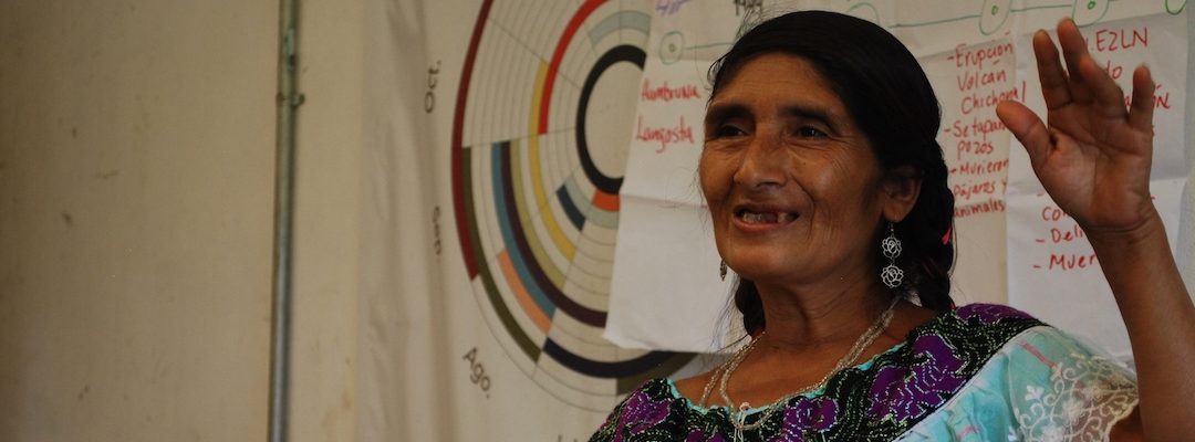 Mujer tzeltal, tostadora de café
